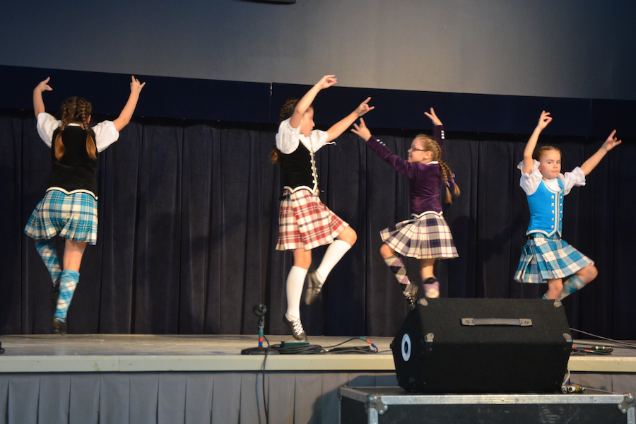 Bradie Lyn MacKay, Anna Ritter, Drea Shepherd, and Isabelle Pilling Highland dancing