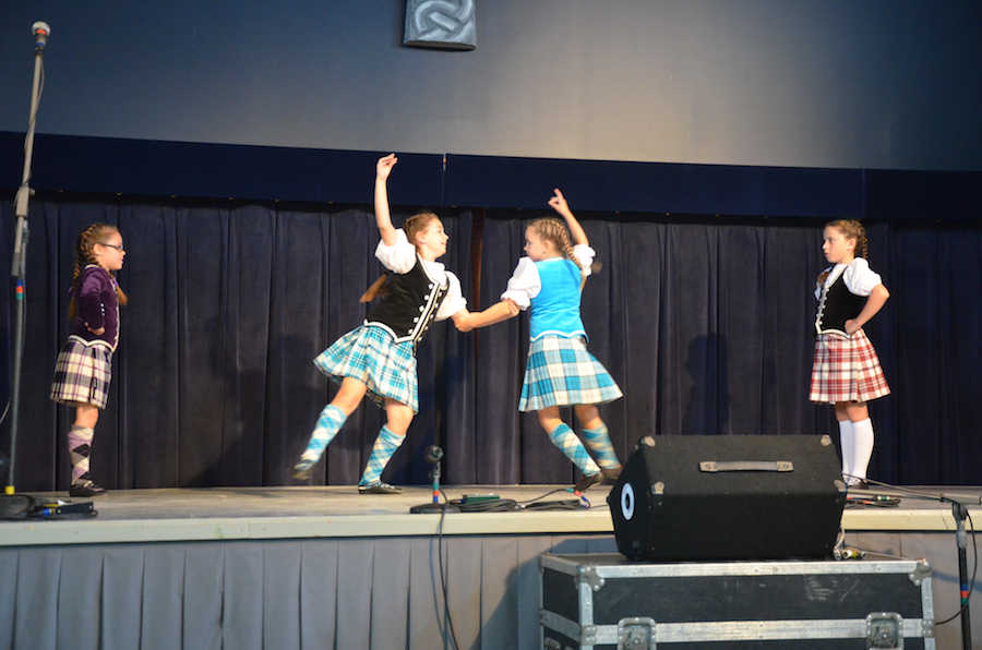 Drea Shepherd, Bradie Lyn MacKay, Isabelle Pilling, and Anna Ritter Highland dancing