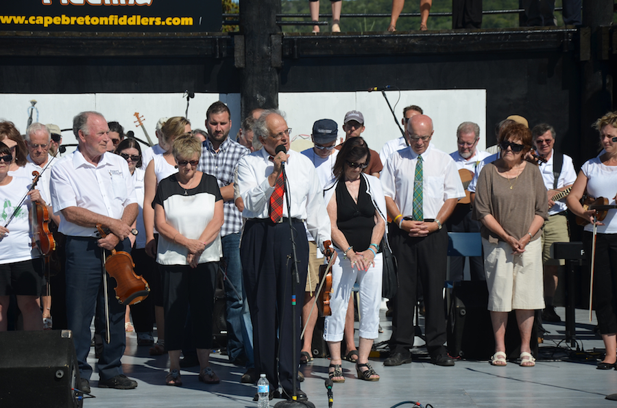 Cape Breton Fiddlers’ Association members during the tribute prayer