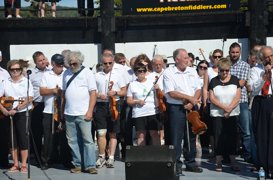 Cape Breton Fiddlers’ Association members during the tribute prayer