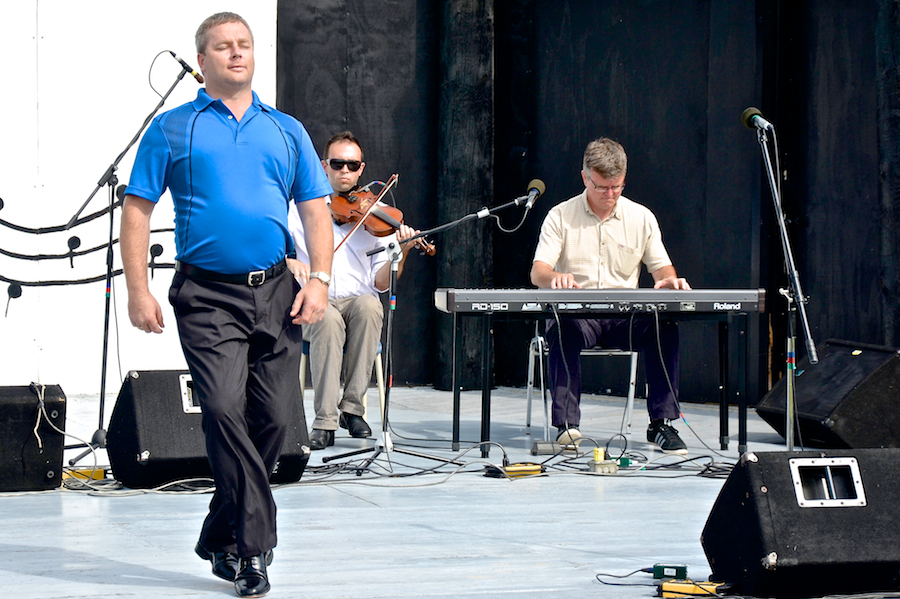 Rodney MacDonald step‑dancing to the music of Kolten MacDonell on fiddle and Lawrence Cameron on keyboard