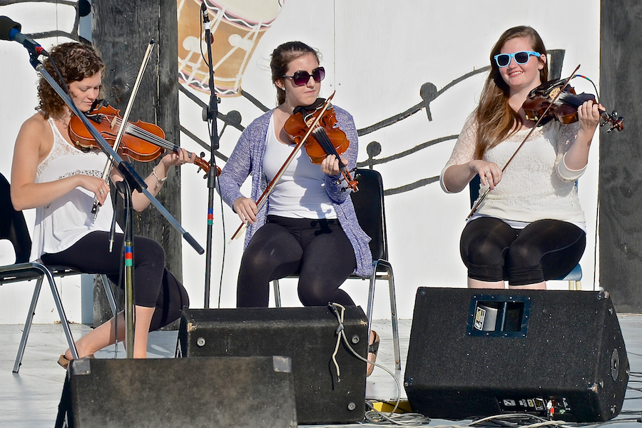 Michaela Forgeron, Natalie DeCoste, and Kayla Marchand on fiddles