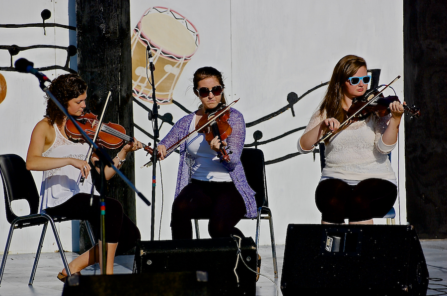 Michaela Forgeron, Natalie DeCoste, and Kayla Marchand on fiddles