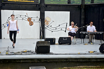 Stephanie MacDonald step‑dancing to the music of Dara MacDonald on fiddle and Kolten MacDonell on keyboard