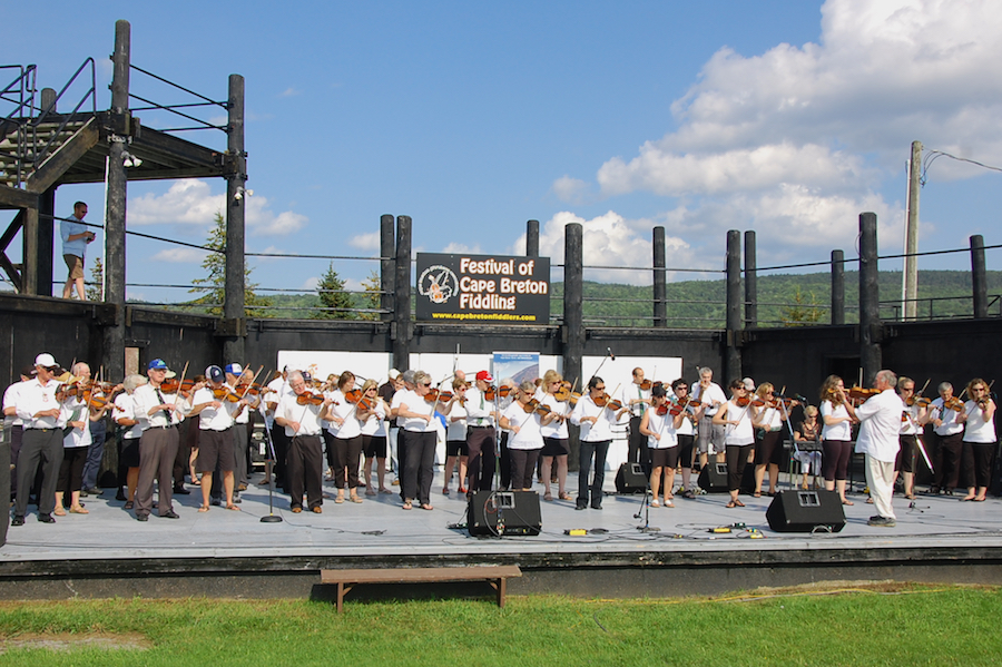 Cape Breton Fiddlers’ Association Second Group Number, directed by Eddie Rogers and accompanied by Betty Lou Beaton on keyboard