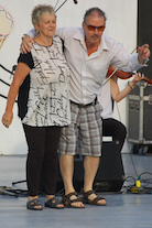 Betty Matheson and Larry Parks take a bow