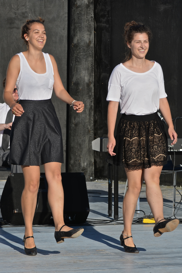 Lauren and Janelle Boudreau step-dancing