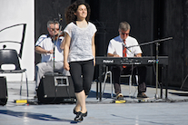 Lisa MacNeil step‑dancing to the music of Howie MacDonald on fiddle and Lawrence Cameron on keyboard