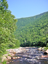 View upriver from the scree path below the Second Pool