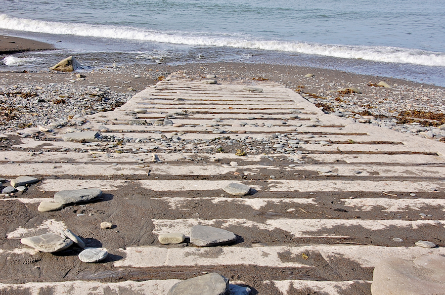 Concrete boat launching ramp