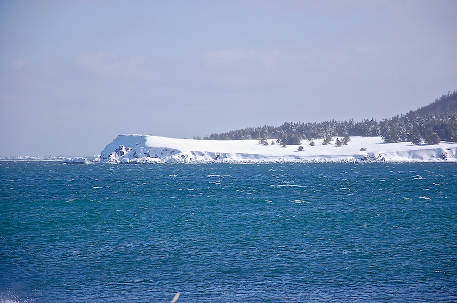 Snow on the northwestern point of Ingonish Island