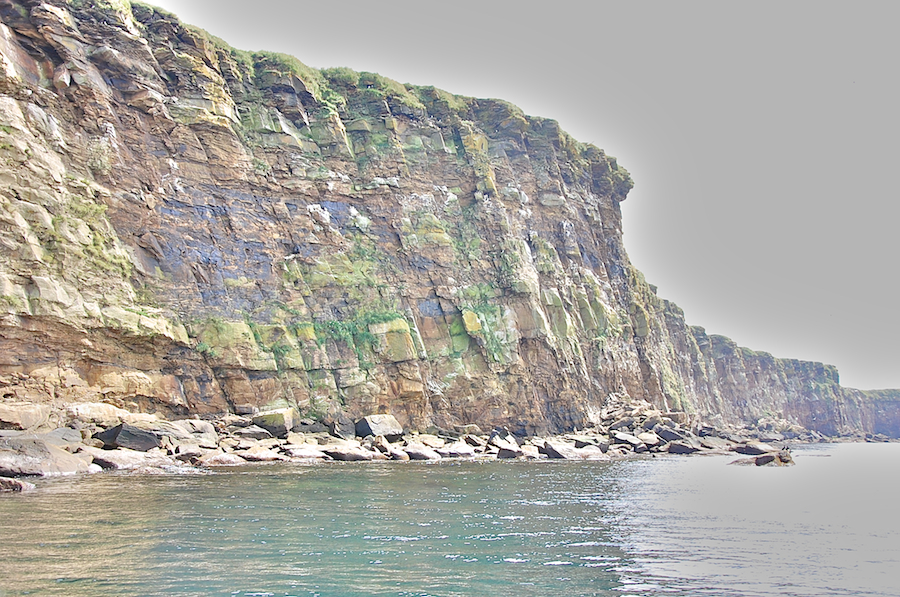 Grass-covered cliffs