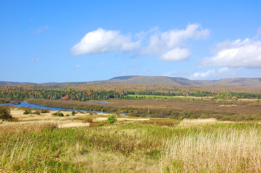 Baddeck River and the Cape Breton Highlands from the Big Farm Road