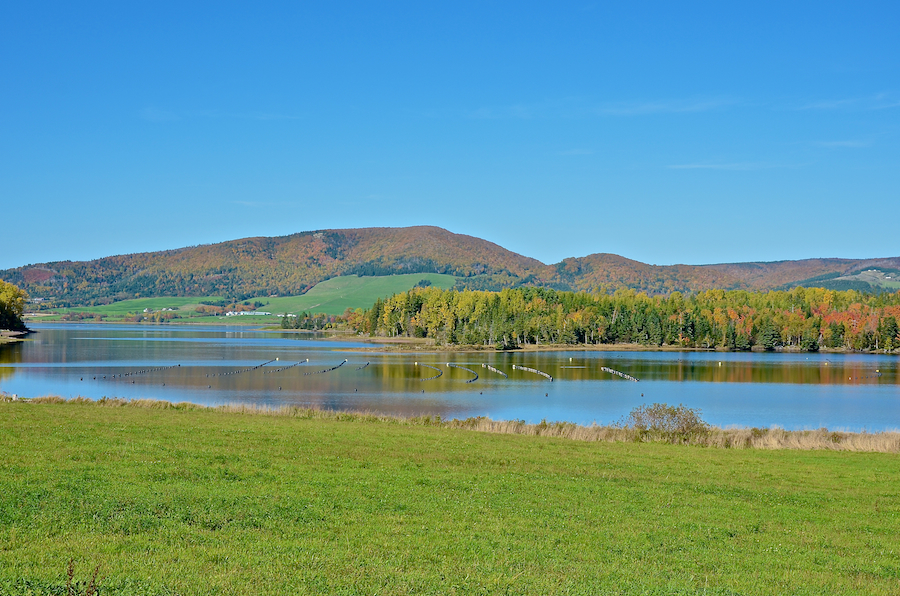 Cape Mabou and the Mabou River from the Railway Trail kiosk in West Mabou