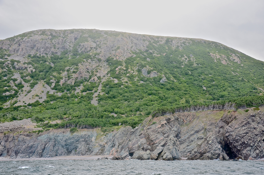 The coast beyond the beach below “Delaneys Mountain”