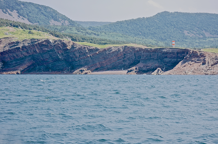 Cliffs and gravel beaches just east of the tip of Cape St Lawrence