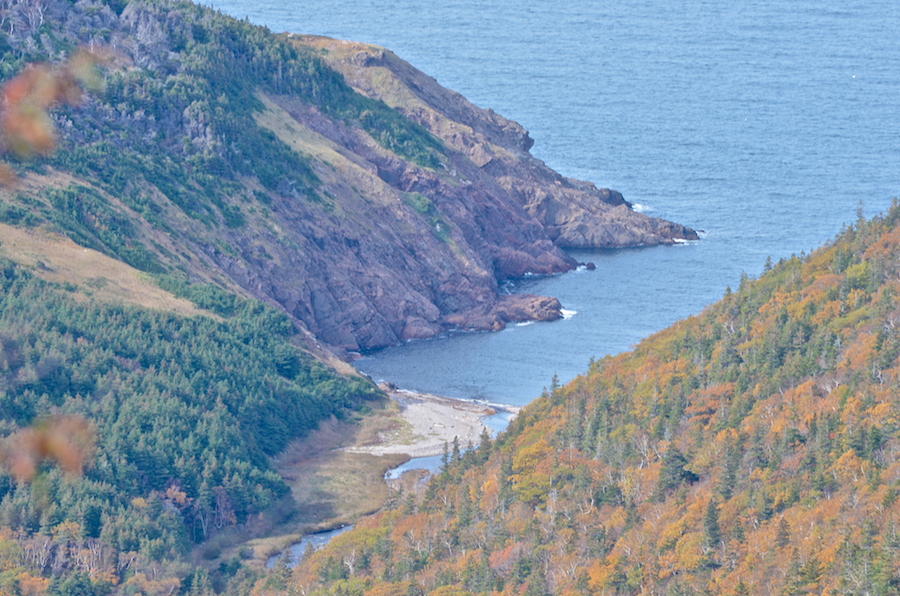 The mouth of the Fishing Cove River from the northern Fishing Cove Look-Off