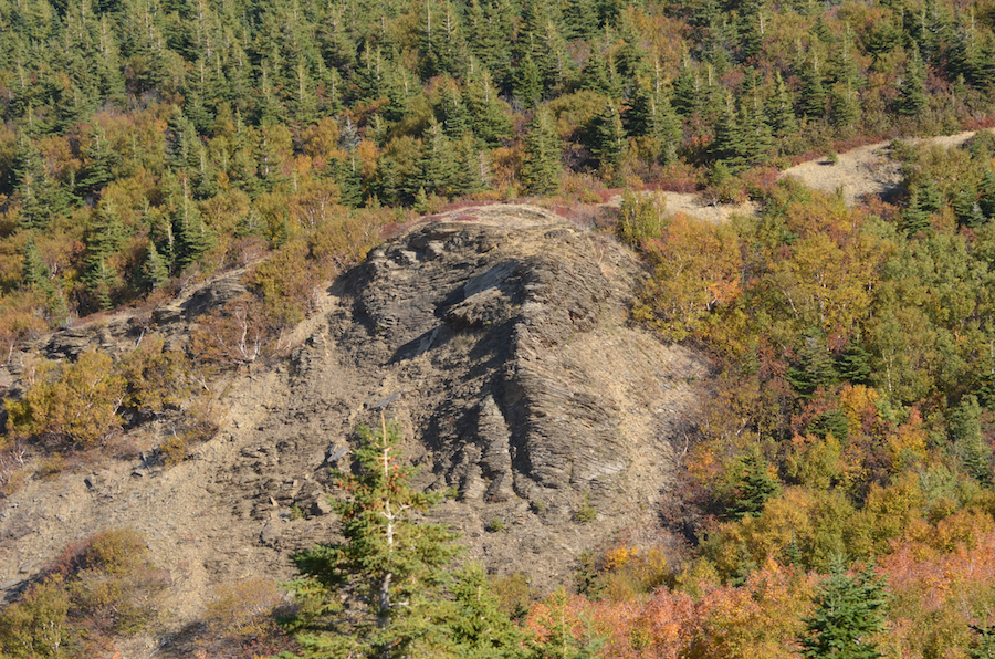 Detail of a rock face on the ridge