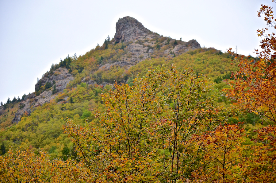 Close-up of the rock formation along the summit of Icy Mountain