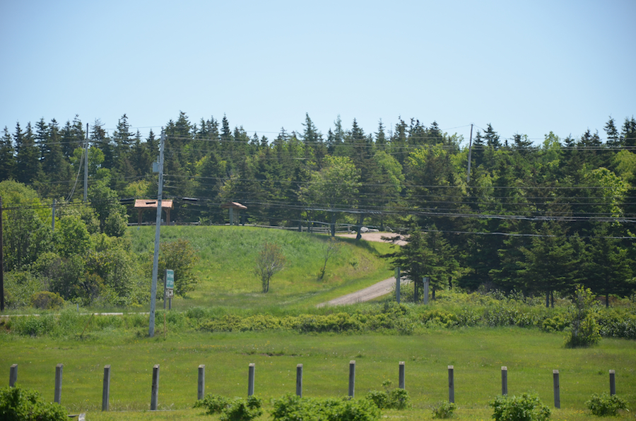 Celtic Shores Coastal Trail kiosk across from the parking area in the Port Hood Day Park