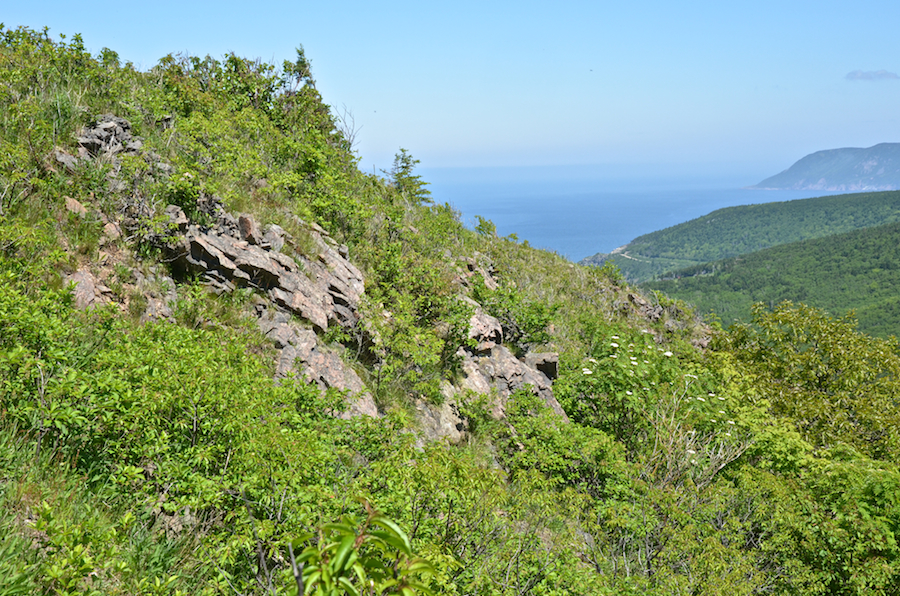 Rock face on the mountainside at the Meat Cove Look-Off