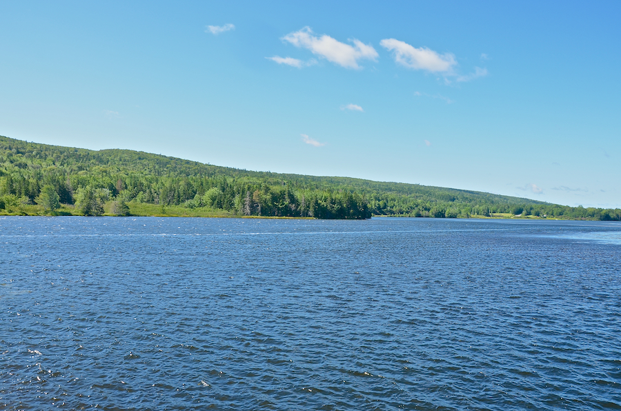 North Mountain rises above the edge of River Denys