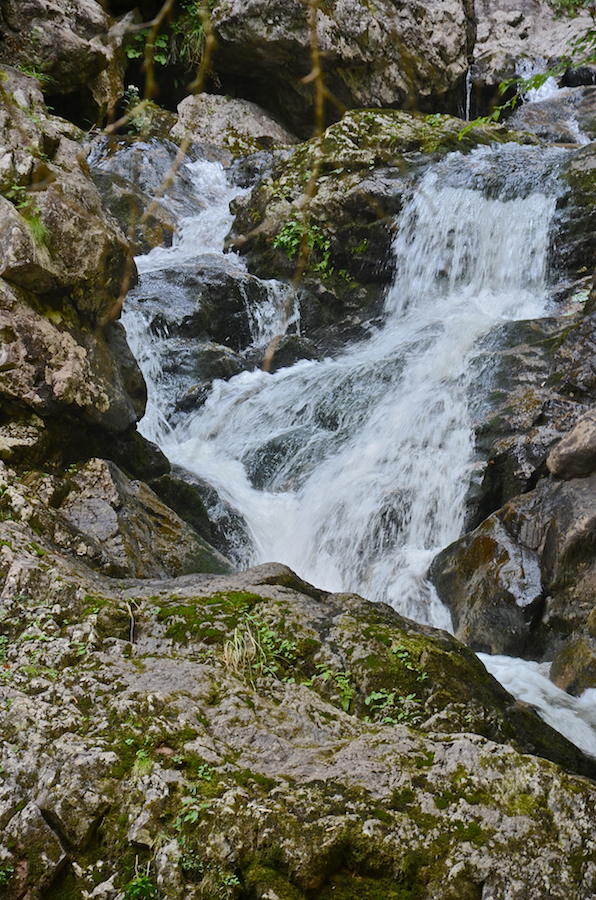 The top of the lower falls from above the pool at the base of the falls