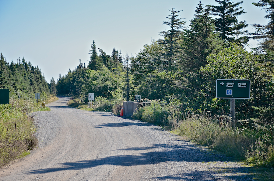The Kennington Cove Road at the Simon Point Trail Head