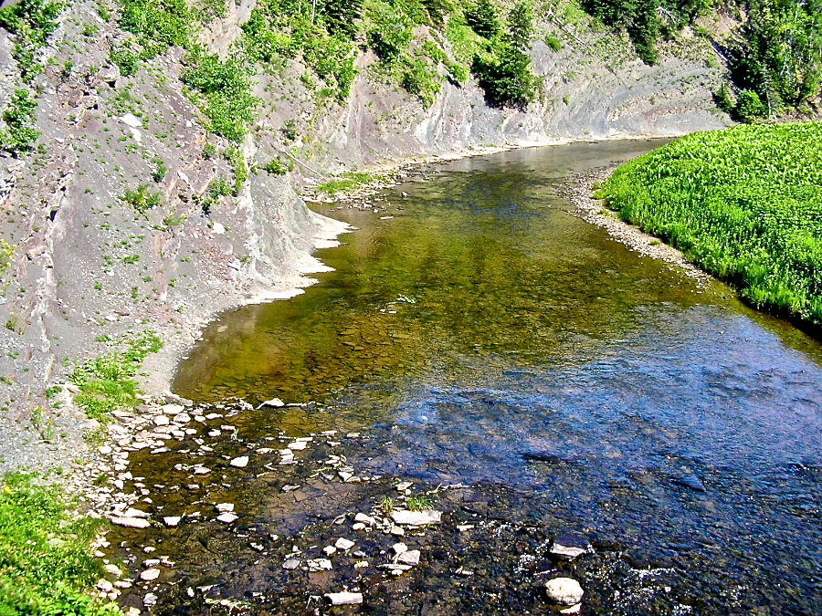 View upstream from the steel Railway Trail bridge over the Southwest Mabou River